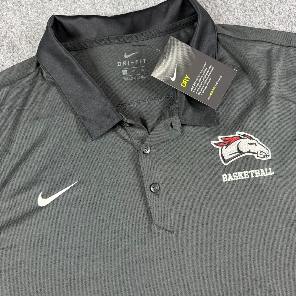 Nike Polo Shirt Mens 3XL Grey Dri-FIT Basketball Team Logo Short Sleeve NWT